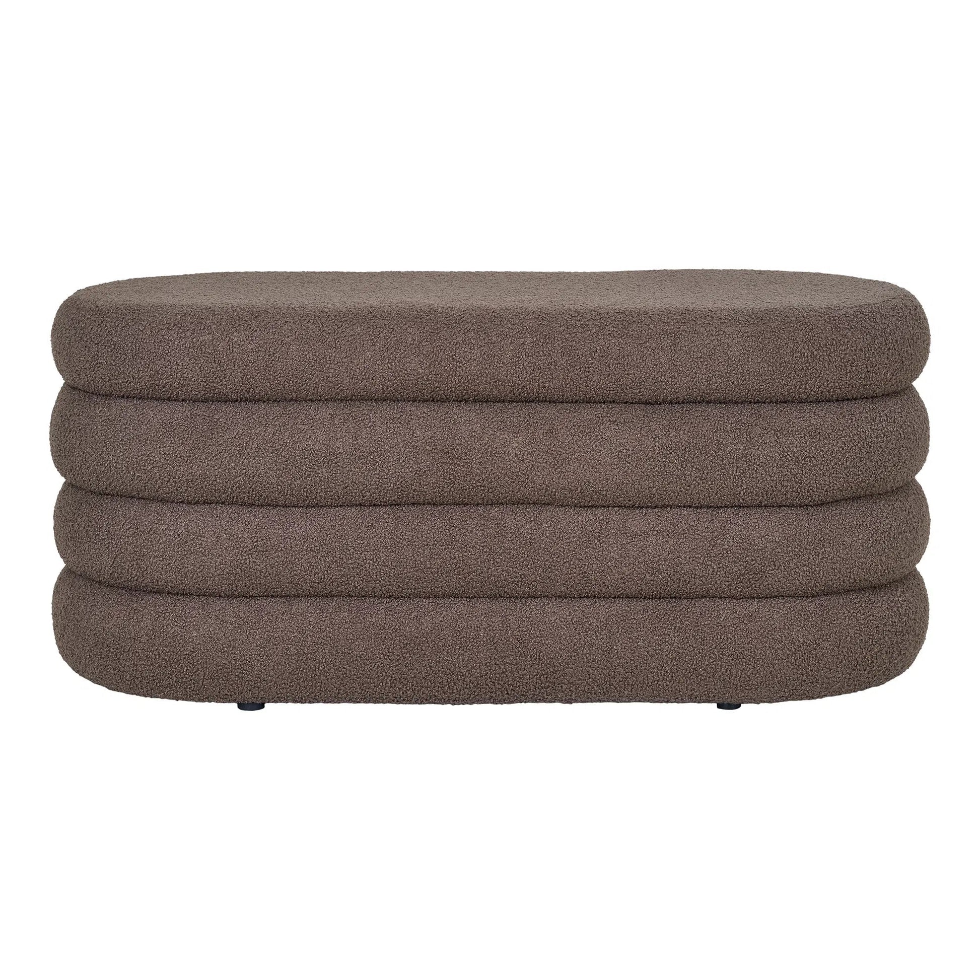 Luxusbetten24 Philo Sitzbank Bouclé Braun mit Stauraum