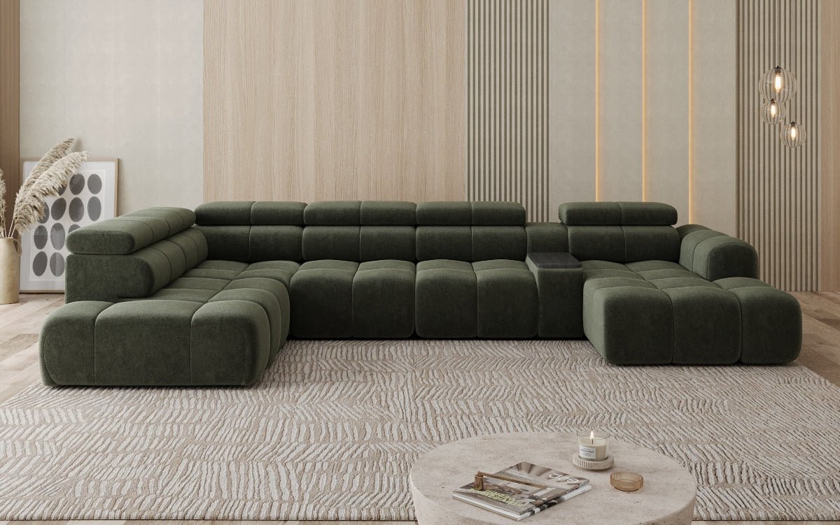 Luxusbetten24 Mia Wohnlandschaft – Elektrische Sitzerweiterung, Chenille, Diverse Farben