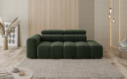 Designer Sofa 3‑Sitzer mit Chaise Longue Mia in Chenille