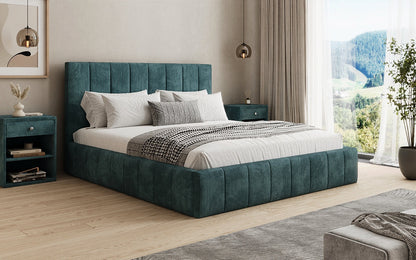 Designer Polsterbett Maja in Cord mit Stauraum