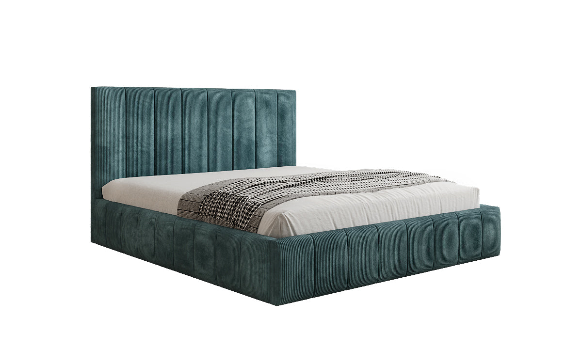 Designer Polsterbett Maja in Cord mit Stauraum