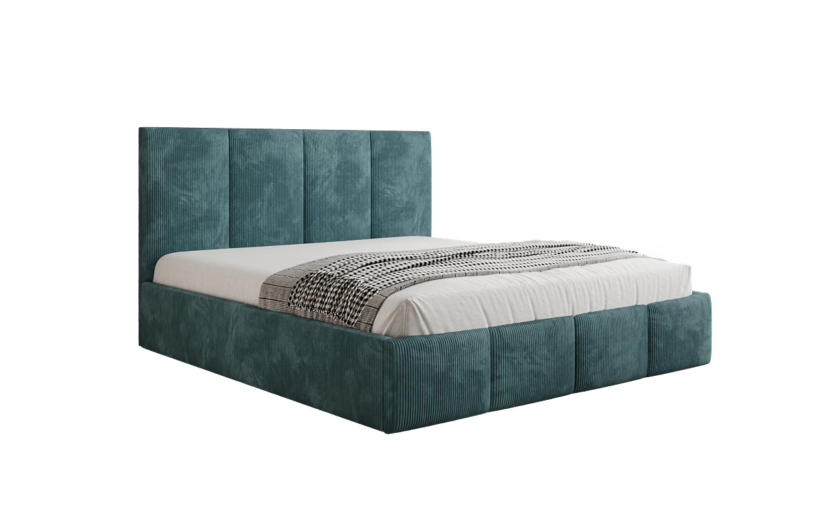 Mina Designer Polsterbett Cord – 140 × 200 cm, wählbare Kopfteilhöhe, Farben