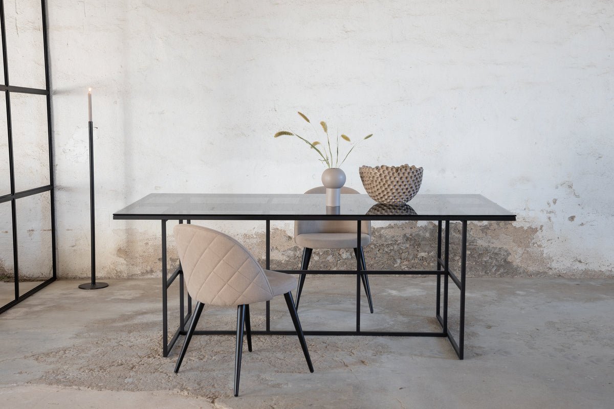 Esstisch Life - rechteckiger Esstisch in Schwarz aus Stahl und Glas