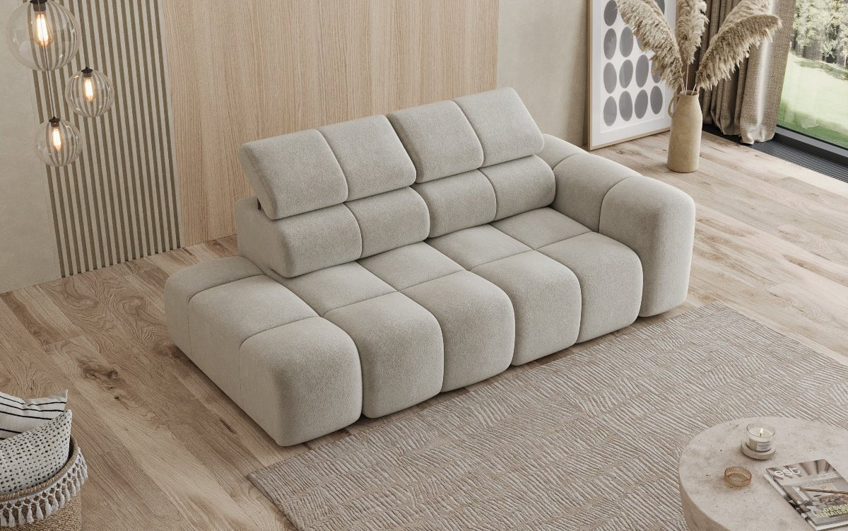 Designer Sofa 3‑Sitzer mit Chaise Longue Mia in Chenille