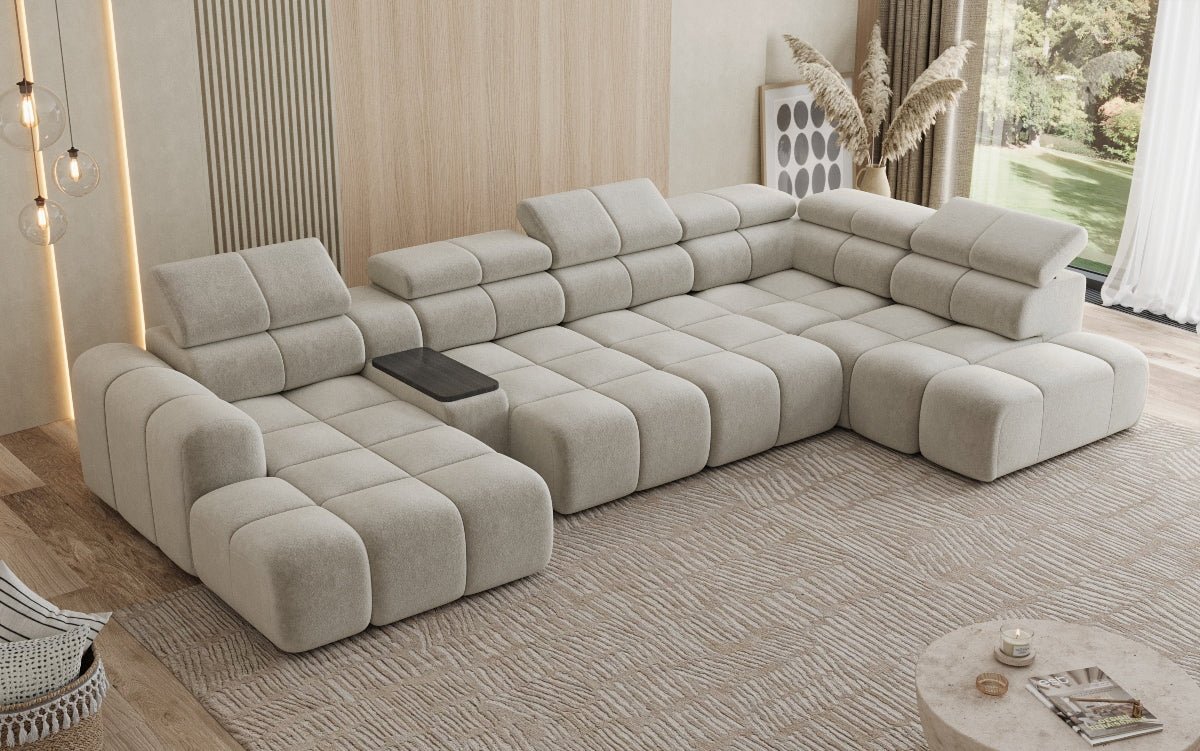 Luxusbetten24 Mia Wohnlandschaft – Elektrische Sitzerweiterung, Chenille, Diverse Farben
