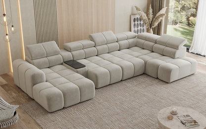 Luxusbetten24 Mia Wohnlandschaft – Elektrische Sitzerweiterung, Chenille, Diverse Farben