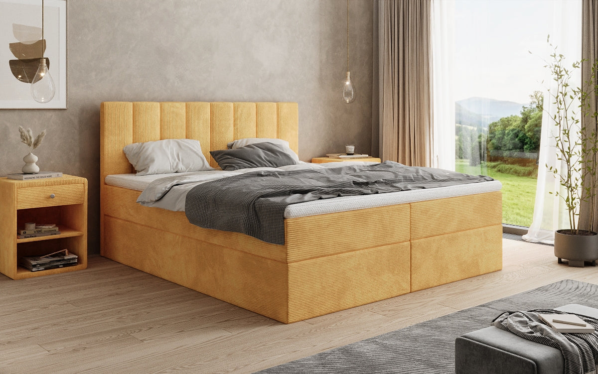 Luxusbetten24 Sofia Boxspringbett Cord mit Stauraum