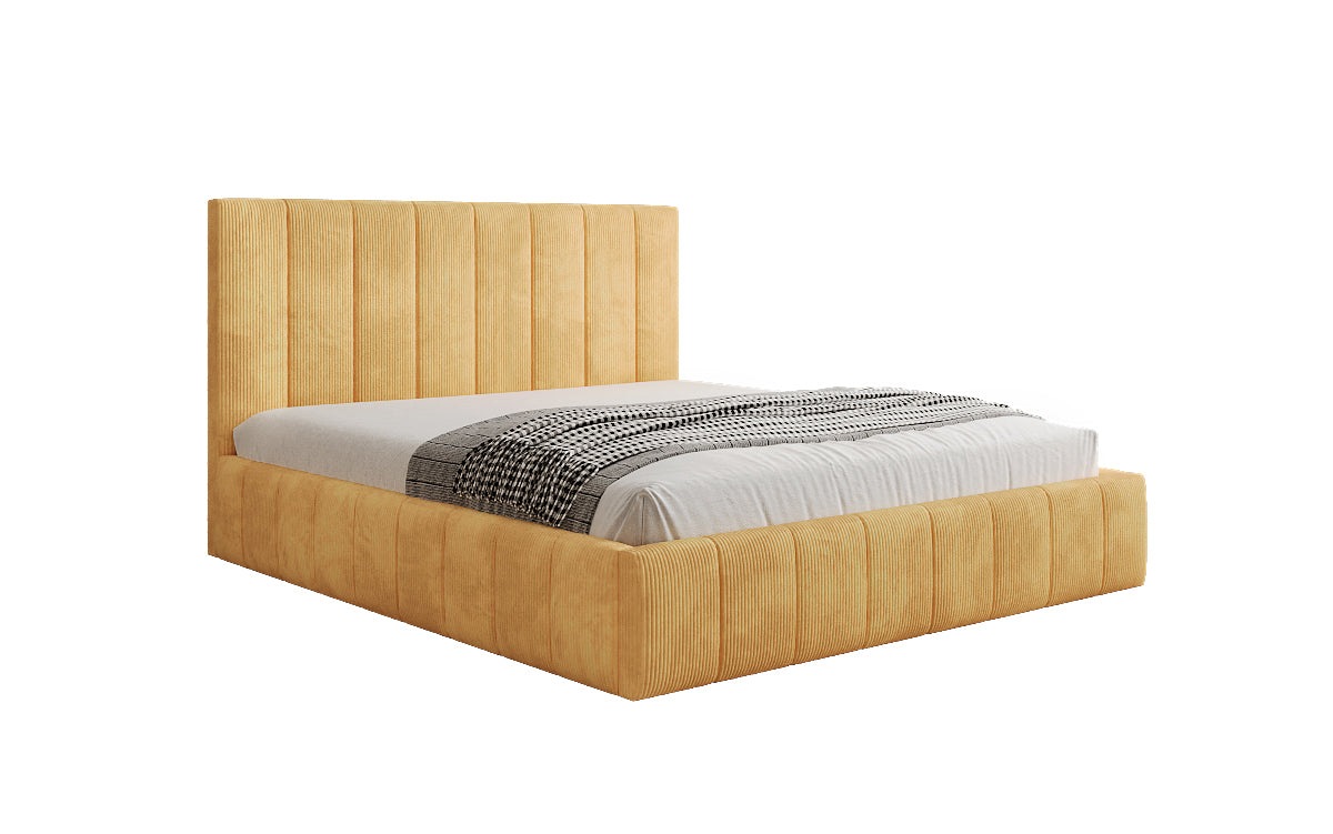 Designer Polsterbett Maja in Cord mit Stauraum