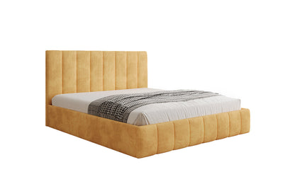 Designer Polsterbett Mila in Cord, 140×200 cm, Beige, 70 cm Kopfteil