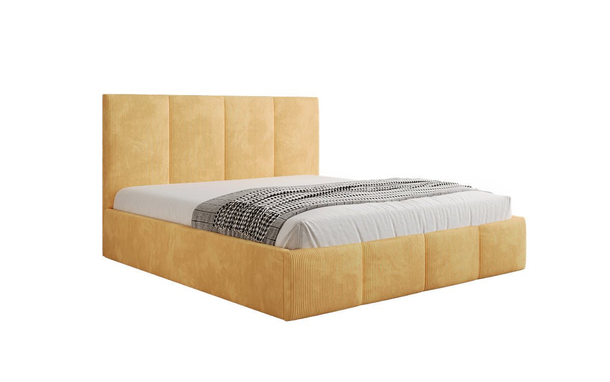 Mina Designer Polsterbett Cord – 140 × 200 cm, wählbare Kopfteilhöhe, Farben
