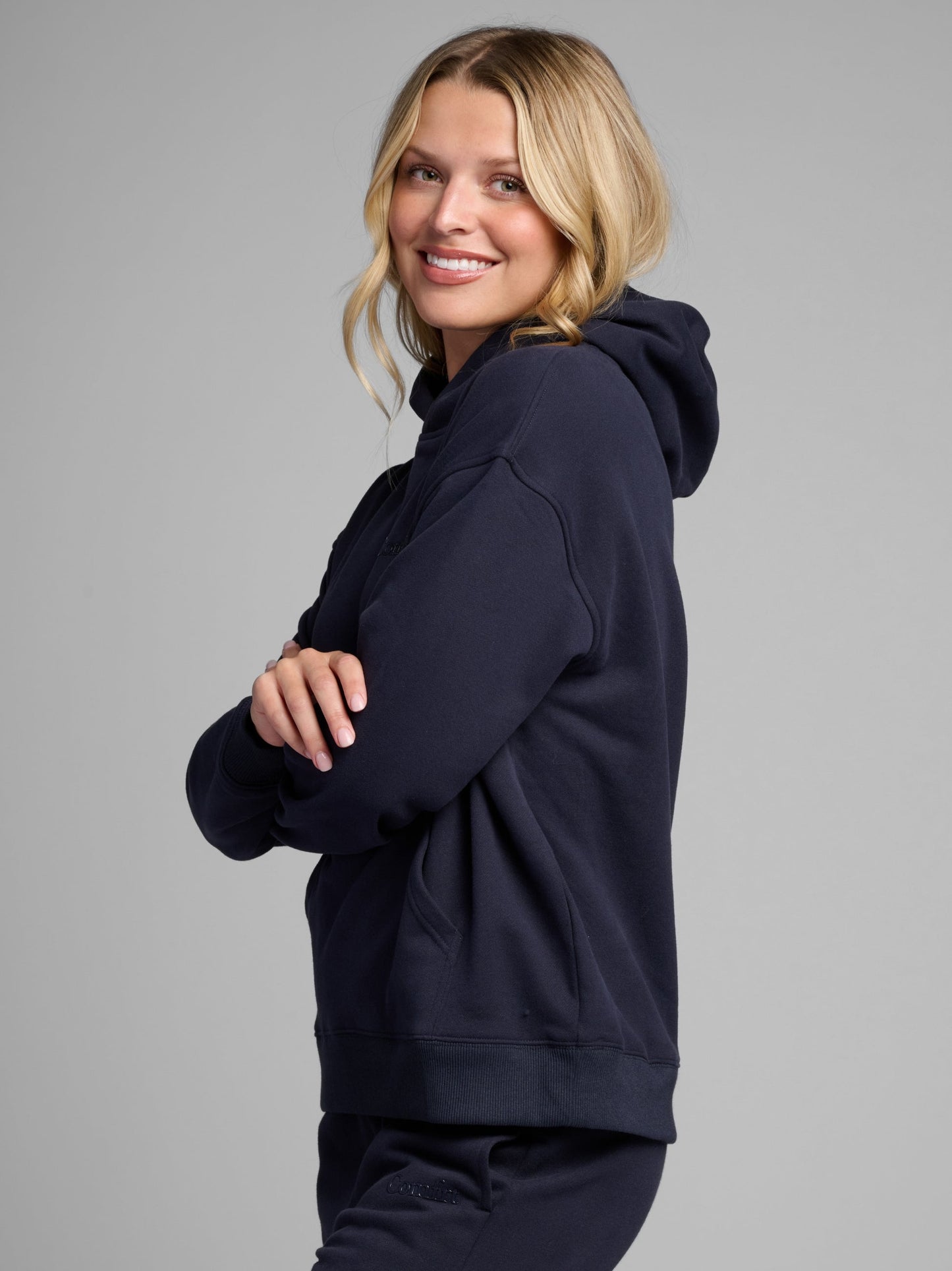 Comfrt Halo Leichtgewicht Crop Hoodie, Aqua Mist, Größe XS