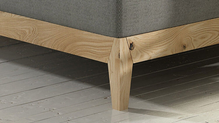 Luxusbetten24 Ida Boxspringbett aus Massiver Eiche, Grau, 140x200, H3