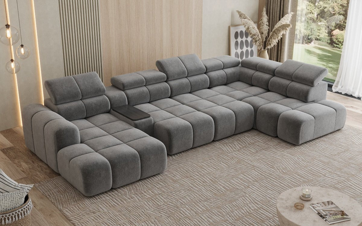 Luxusbetten24 Mia Wohnlandschaft – Elektrische Sitzerweiterung, Chenille, Diverse Farben