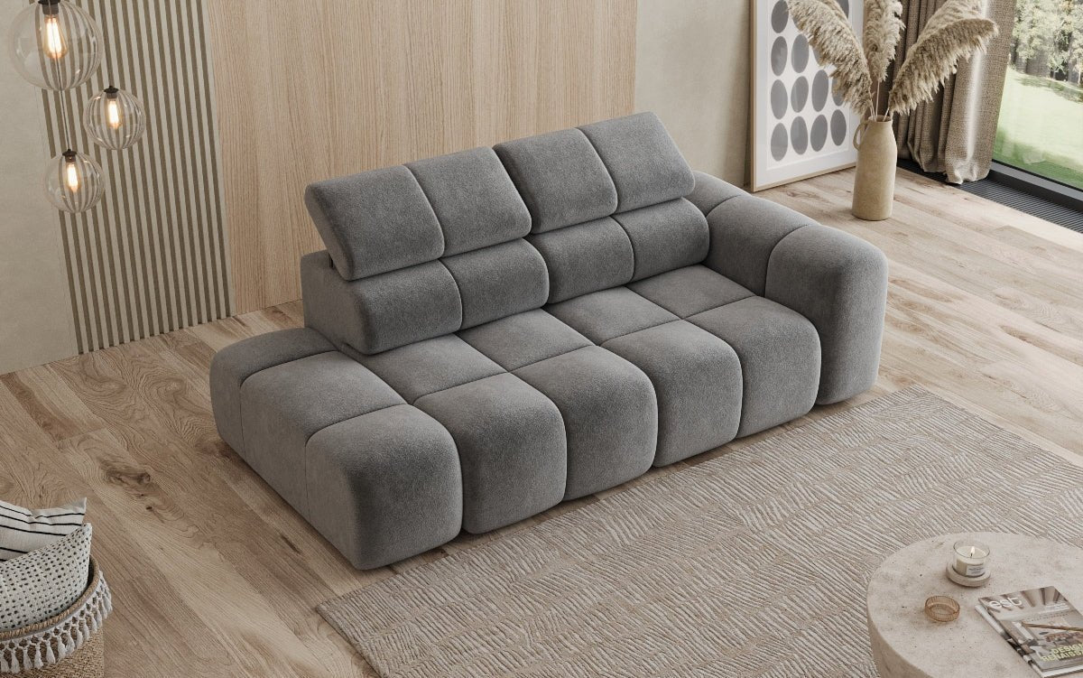 Designer Sofa 3‑Sitzer mit Chaise Longue Mia in Chenille