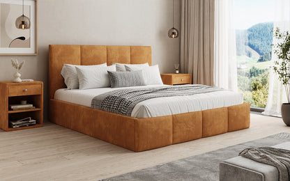 Mina Designer Polsterbett Cord – 140 × 200 cm, wählbare Kopfteilhöhe, Farben
