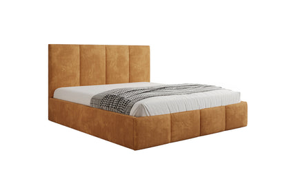 Mina Designer Polsterbett Cord – 140 × 200 cm, wählbare Kopfteilhöhe, Farben
