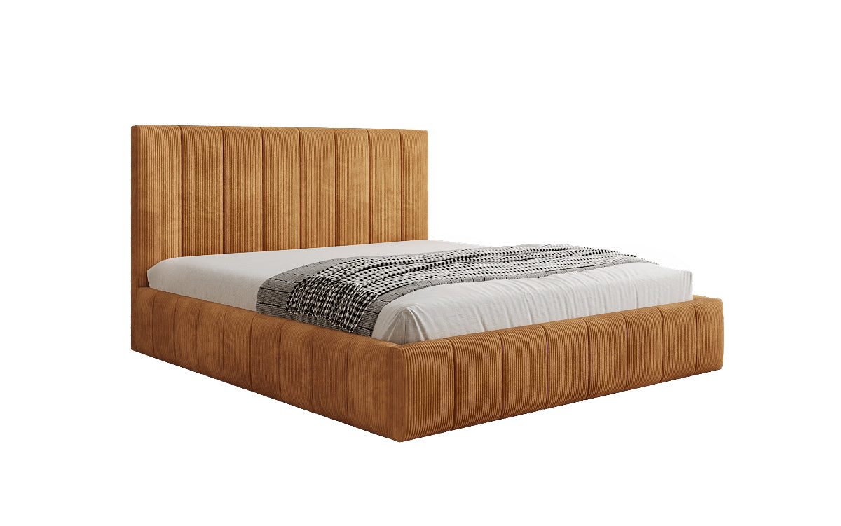 Designer Polsterbett Maja in Cord mit Stauraum