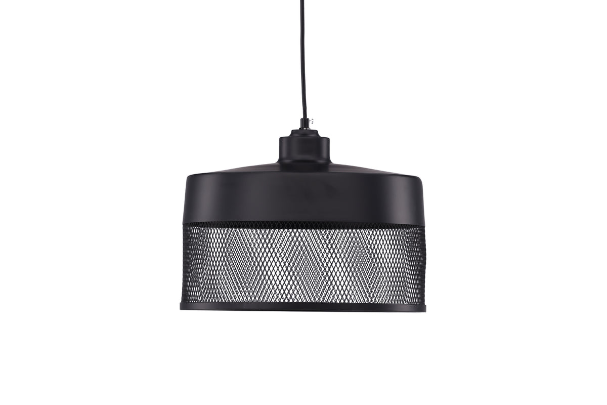 Luxusbetten24 Jolina Pendelleuchte – Schwarz, Mattschwarz, Mesh‑Schirm, Eisen, Design