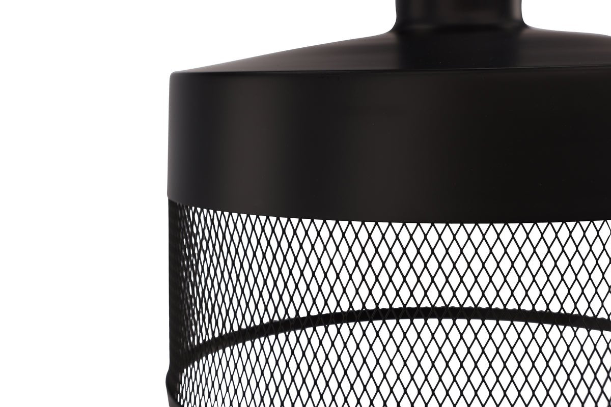 Luxusbetten24 Jolina Pendelleuchte – Schwarz, Mattschwarz, Mesh‑Schirm, Eisen, Design