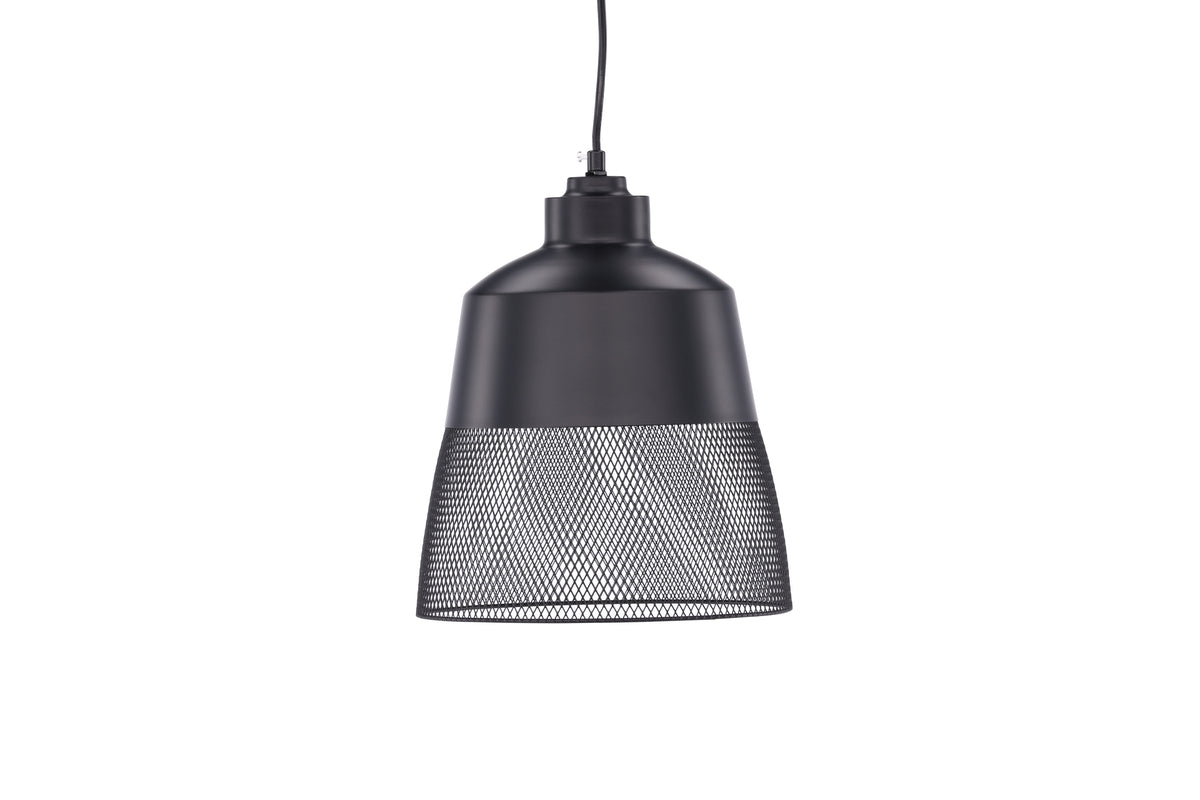 Luxusbetten24 Jolina Pendelleuchte – Schwarz, Mattschwarz, Mesh‑Schirm, Eisen, Design