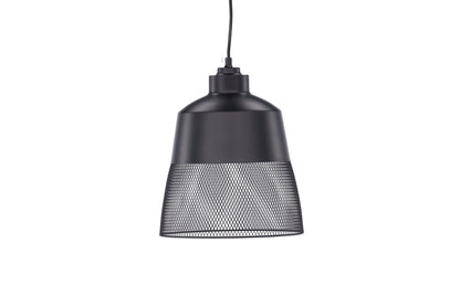 Luxusbetten24 Jolina Pendelleuchte – Schwarz, Mattschwarz, Mesh‑Schirm, Eisen, Design