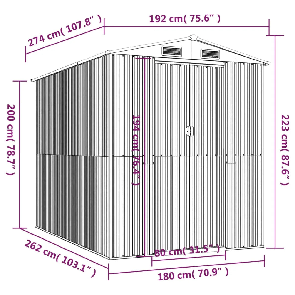 Abri de Jardin Métal vidaXL MKR00000010325