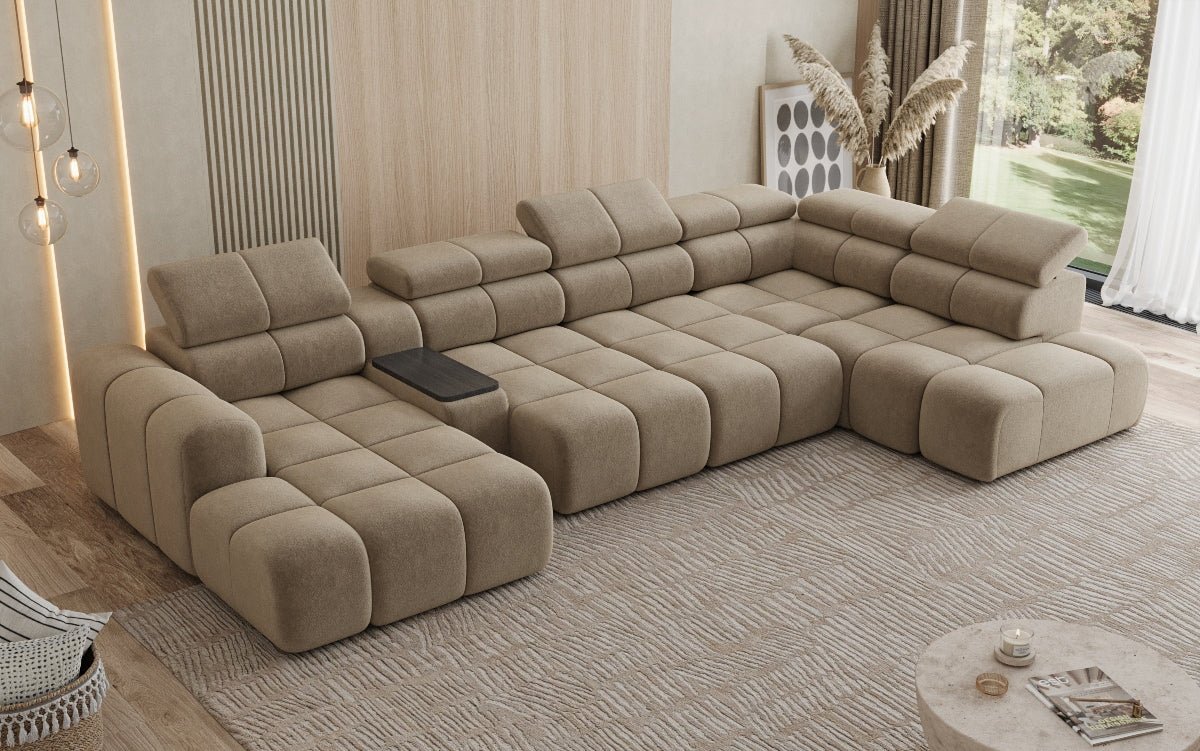 Luxusbetten24 Mia Wohnlandschaft – Elektrische Sitzerweiterung, Chenille, Diverse Farben