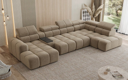 Luxusbetten24 Mia Wohnlandschaft – Elektrische Sitzerweiterung, Chenille, Diverse Farben