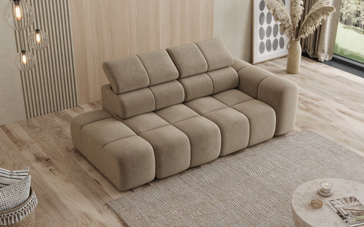 Designer Sofa 3‑Sitzer mit Chaise Longue Mia in Chenille