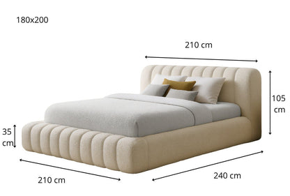 Luxusbetten24 Designer Selene Bouclé Polsterbett 120x200 Beige mit Stauraum