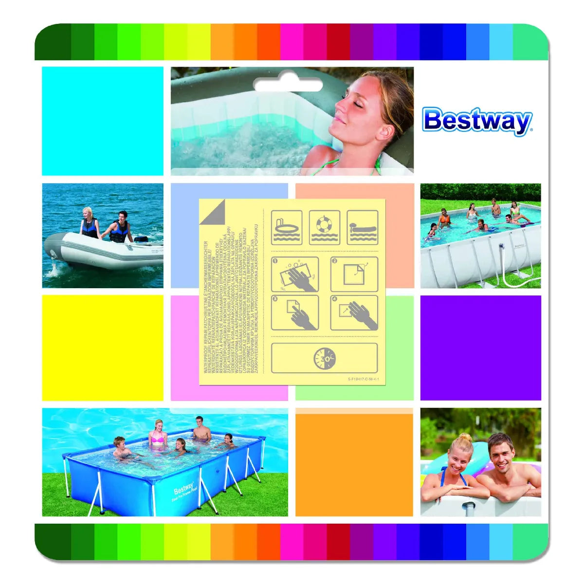Bestway Kit Reparación Impermeable 10 Parches Autoadhesivos 6,35x6,35 cm
