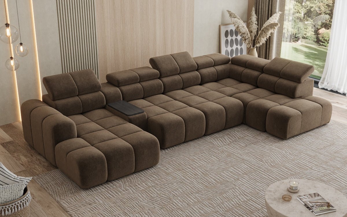 Luxusbetten24 Mia Wohnlandschaft – Elektrische Sitzerweiterung, Chenille, Diverse Farben