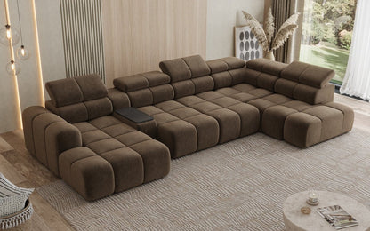 Luxusbetten24 Mia Wohnlandschaft – Elektrische Sitzerweiterung, Chenille, Diverse Farben