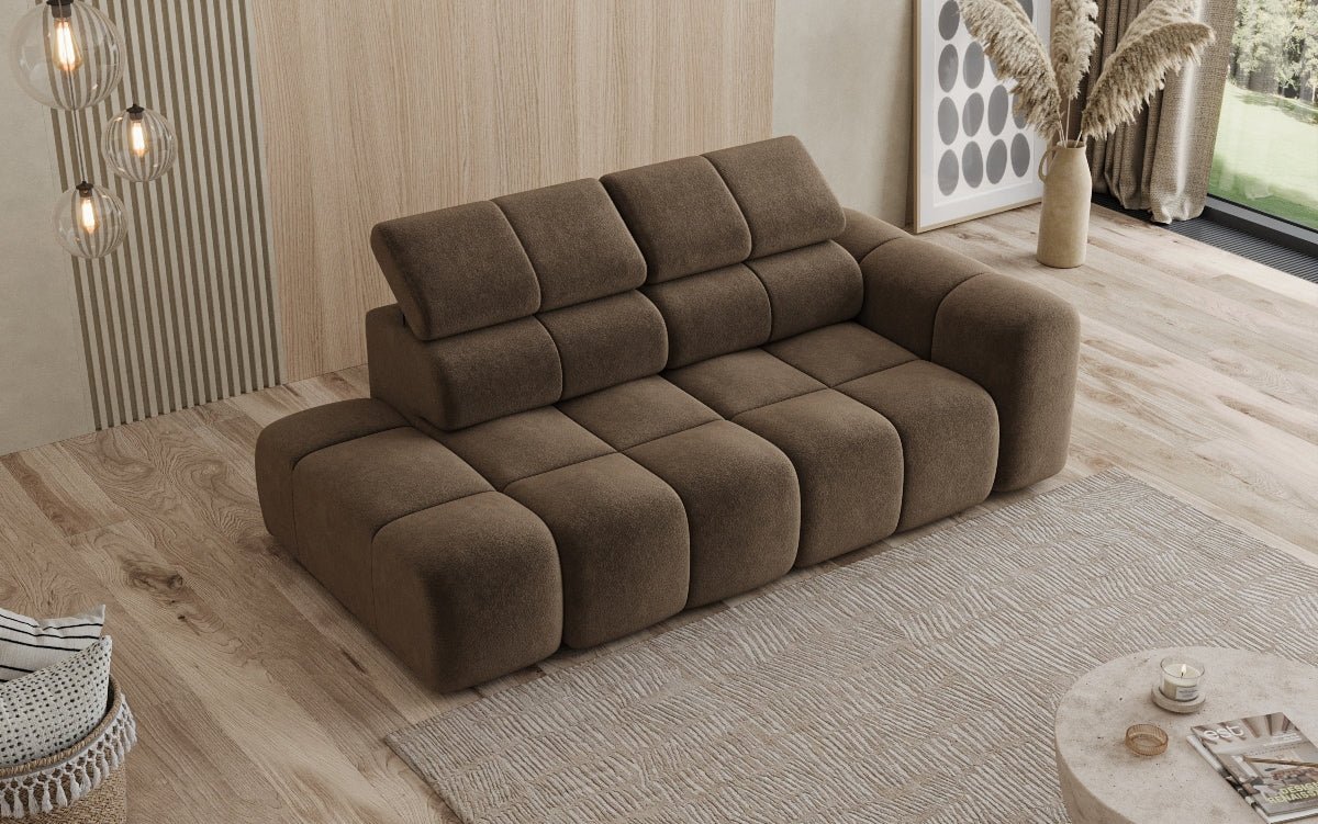 Designer Sofa 3‑Sitzer mit Chaise Longue Mia in Chenille