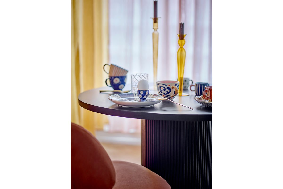 Liron Becher-Set aus Steingut, Handgefertigt, 3‑er Stück, Blau‑Orange