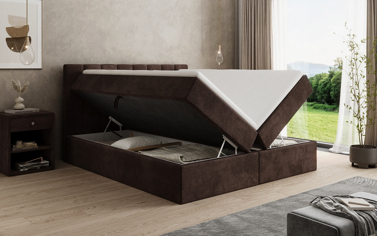 Luxusbetten24 Sofia Boxspringbett Cord mit Stauraum