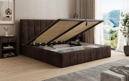 Designer Polsterbett Maja in Cord mit Stauraum