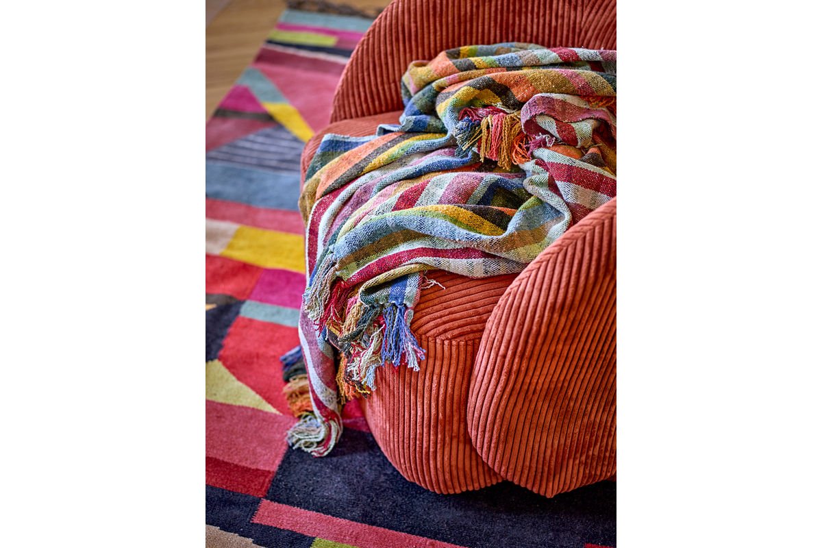 Luxusbetten24 Tahi Überwurfdecke, Bunt, 160x130 Cm, Recycelte Baumwolle