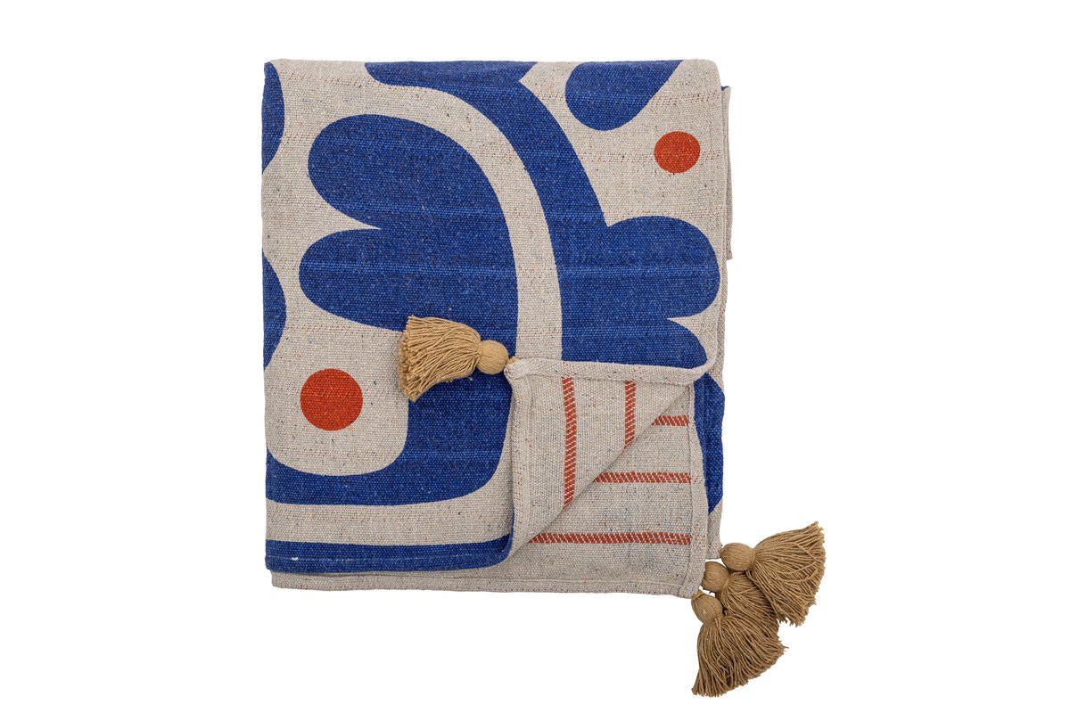 Luxusbetten24 Kiral Überwurfdecke aus Recycelter Baumwolle 160x130 Blau