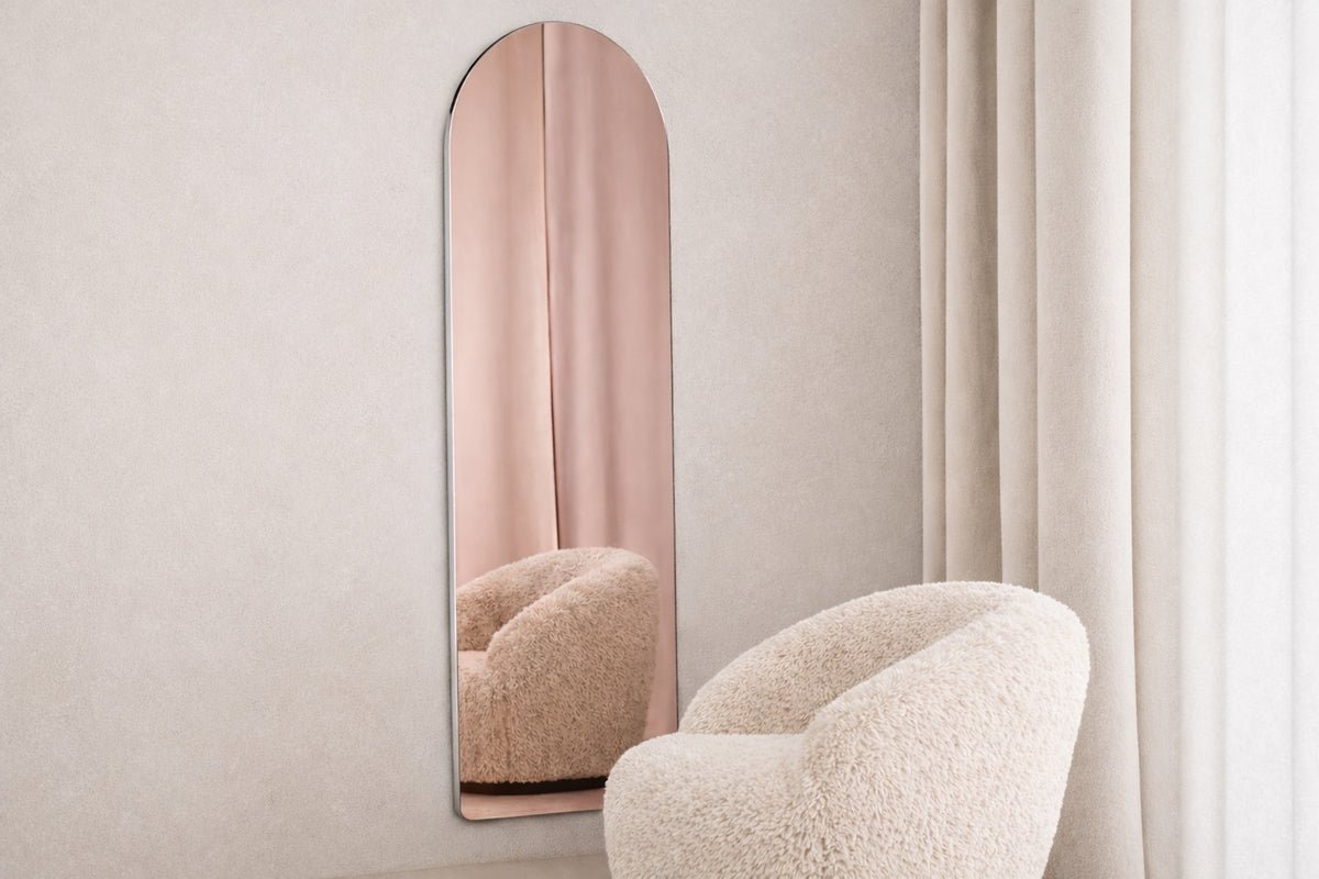 Spiegel Ira Roségold Ovales Design mit Silberrahmen Dekorativ