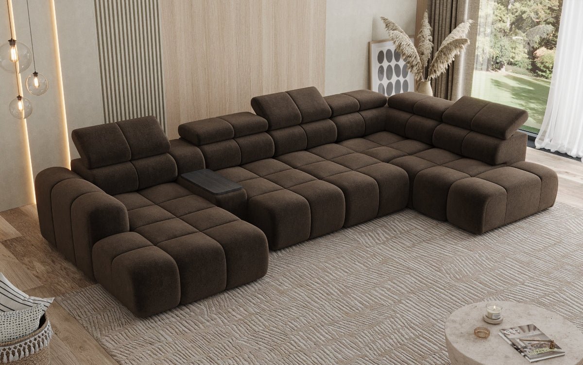 Luxusbetten24 Mia Wohnlandschaft – Elektrische Sitzerweiterung, Chenille, Diverse Farben