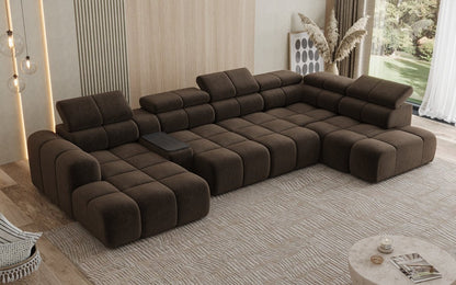 Luxusbetten24 Mia Wohnlandschaft – Elektrische Sitzerweiterung, Chenille, Diverse Farben