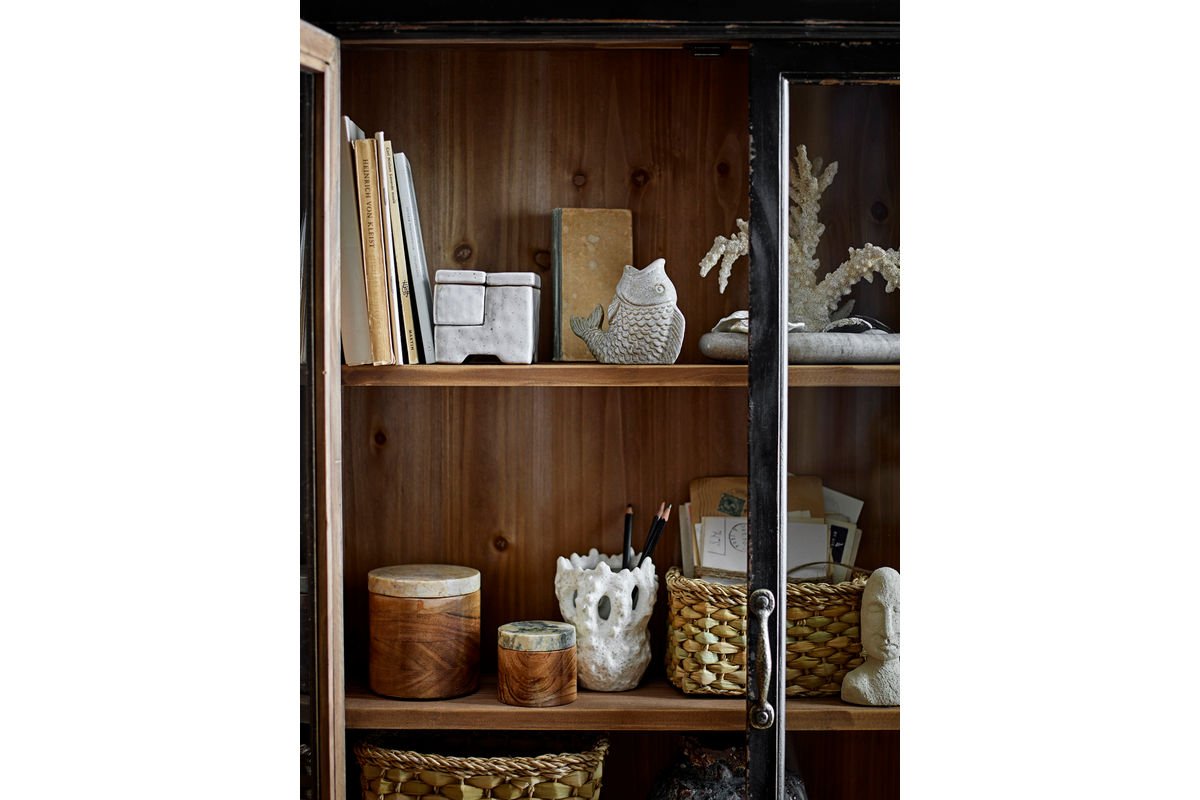 Luxusbetten24 Cliff Vase – Weiße Steingut Dekor