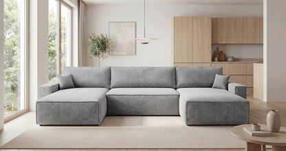 Luxusbetten24 Designer Sofa Vienna U Cord mit Schlaffunktion und Stauraum