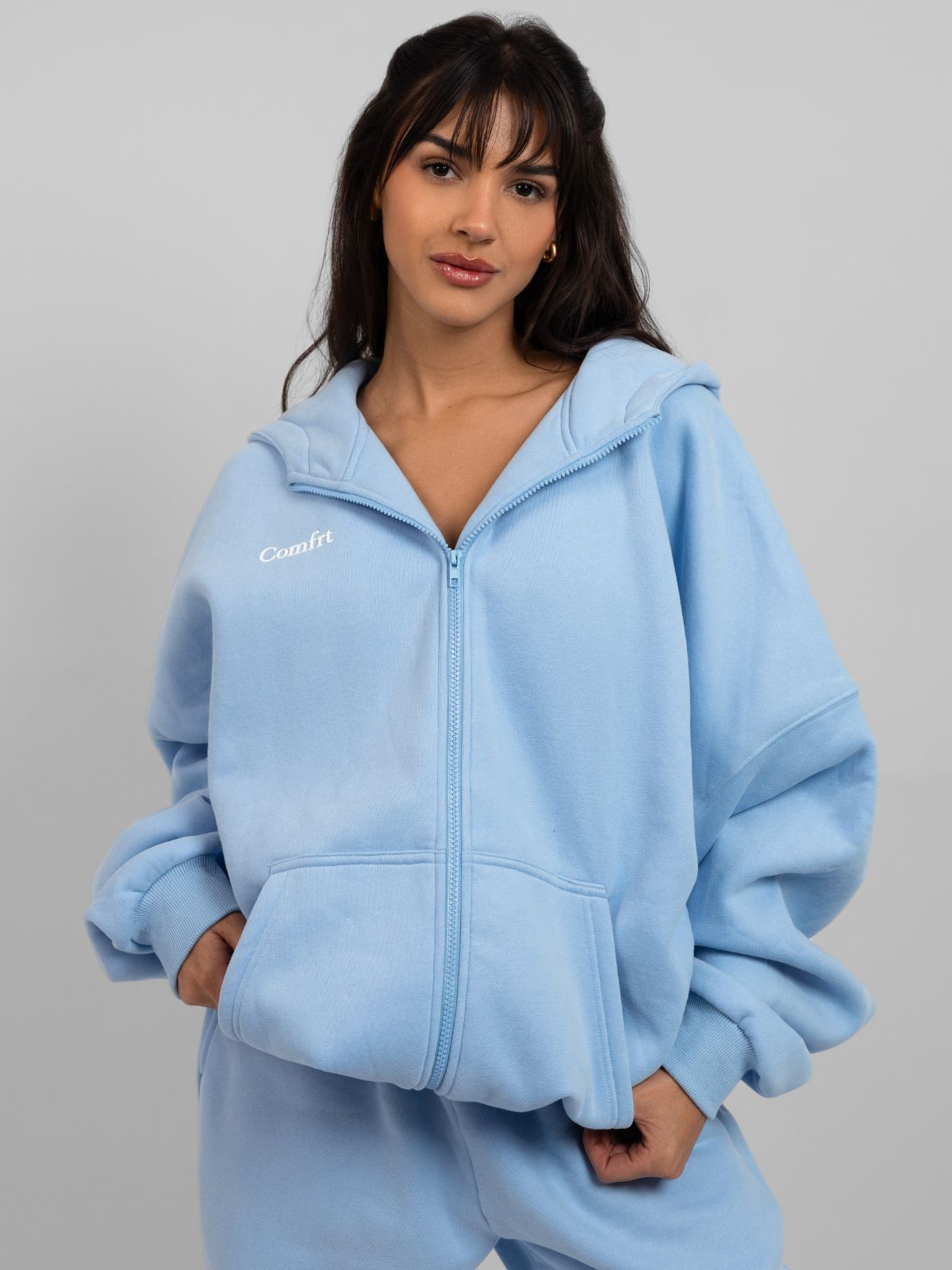 Comfrt Cloud Zip Hoodie Oversized Unisex Cotton Comfort