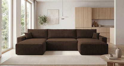Luxusbetten24 Designer Sofa Vienna U Cord mit Schlaffunktion und Stauraum