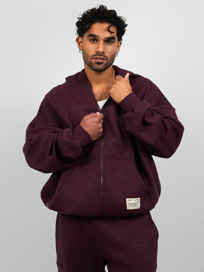 Comfrt Affirmation Zip Hoodie Oversized Super Soft Cotton Maroon