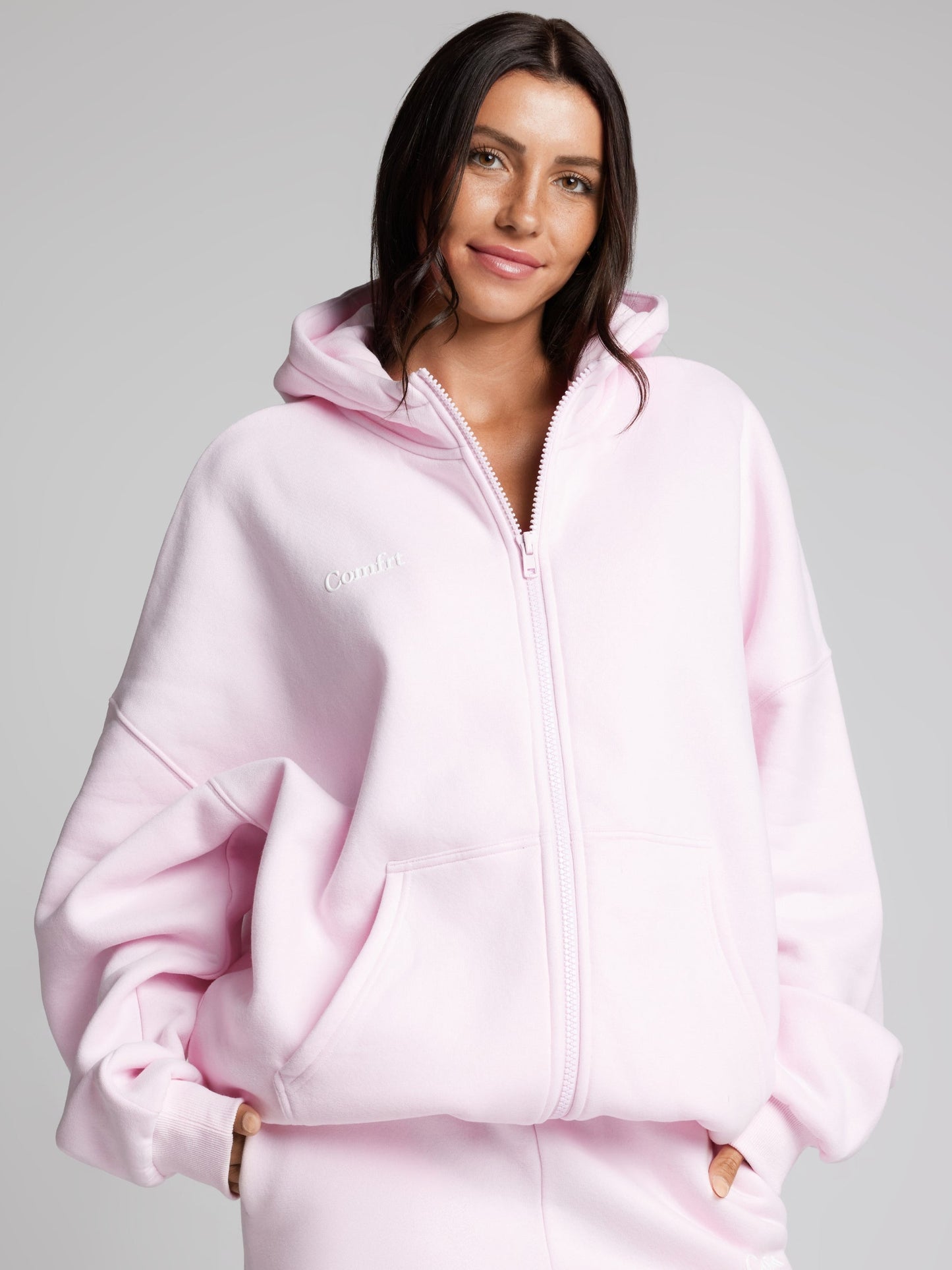 Comfrt Cloud Zip Hoodie Oversized Unisex Cotton Comfort