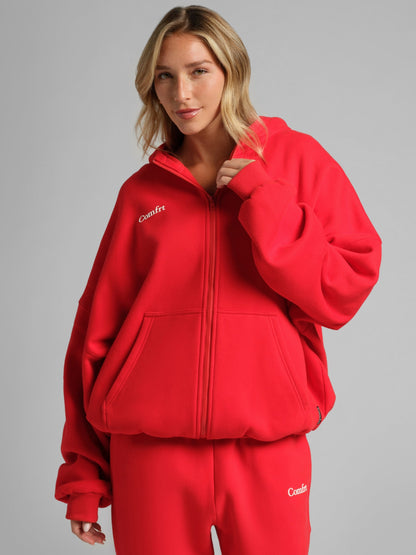 Comfrt Cloud Zip Hoodie Oversized Unisex Cotton Comfort