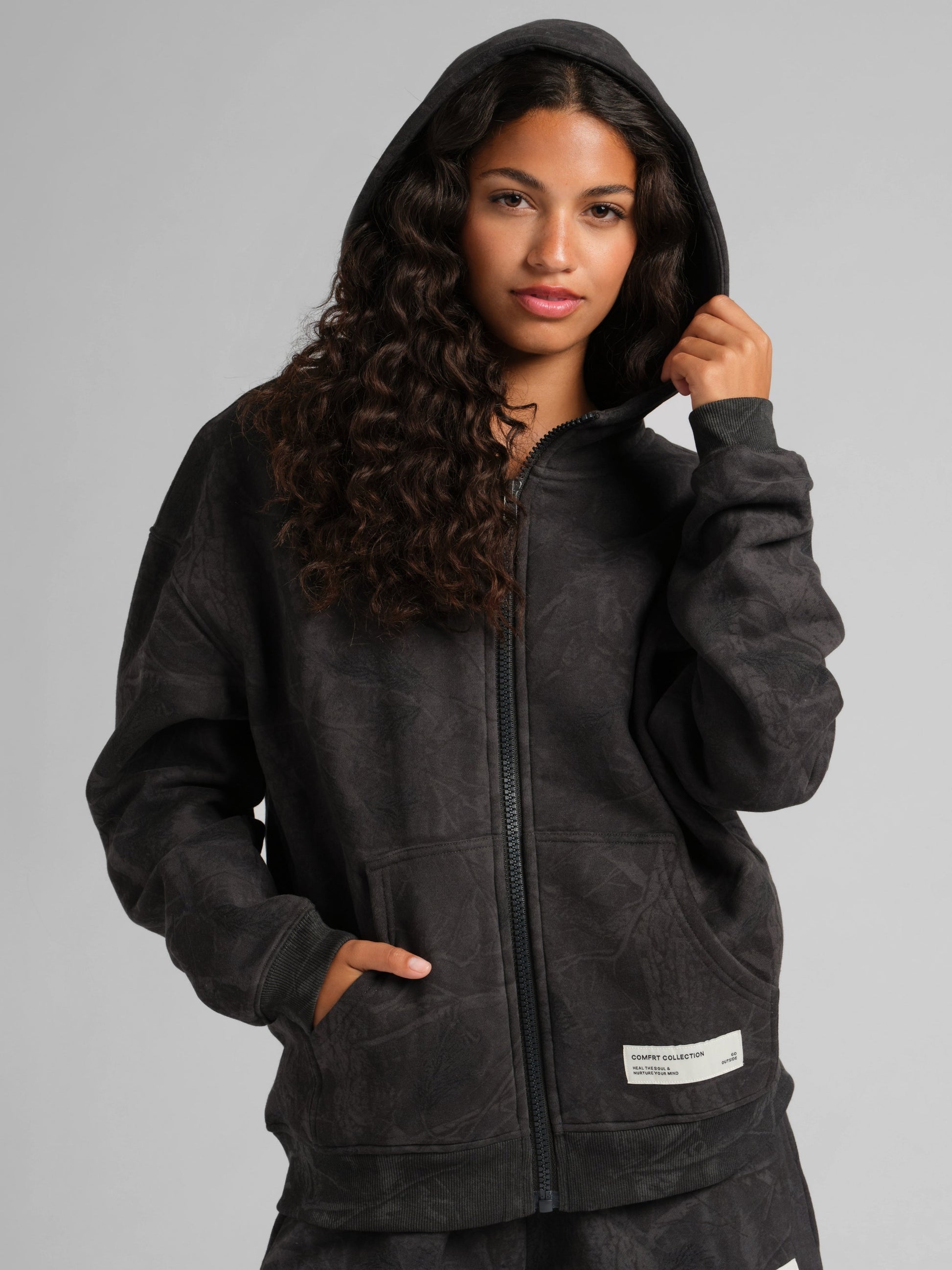 Comfrt Camo Crop Zip Hoodie CloudTouch Unisex Kurz